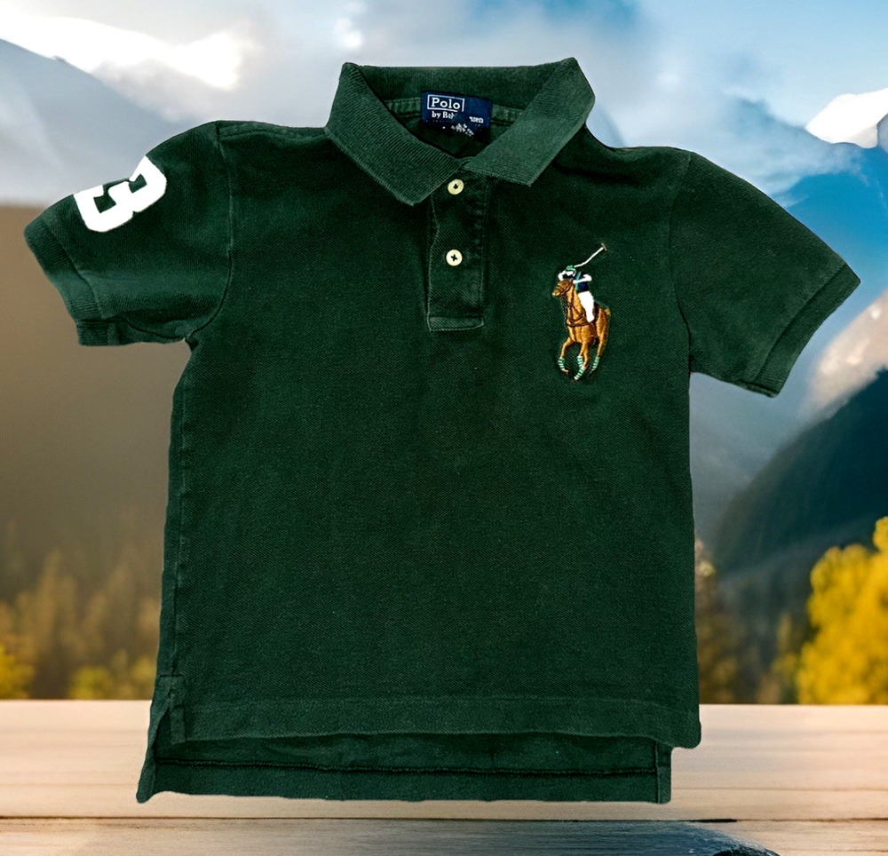 🔥 Vintage POLO by Ralph Lauren Green BIG PONY LOGO Shirt Youth Size 4T